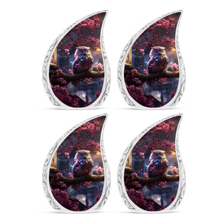 Teardrop Shape Owl Urn Keepsake Urn Pack of 4