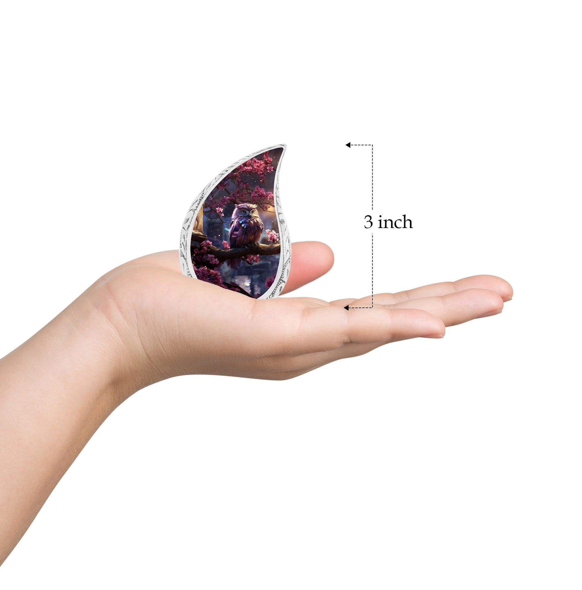 Teardrop Shape Owl Urn Keepsake 3 Inch