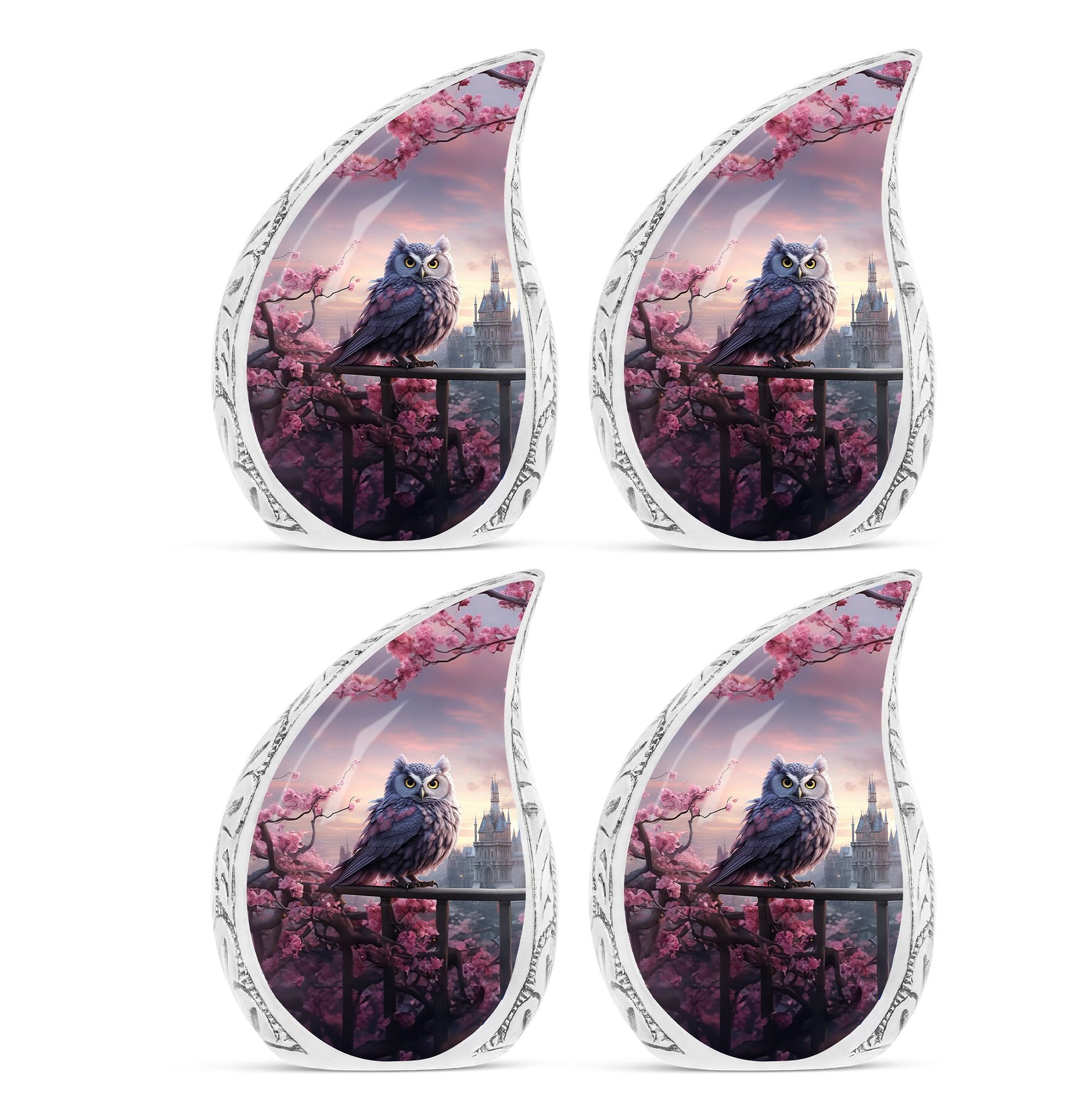 Teardrop Shape Owl Urn Keepsake Urn Pack of 4