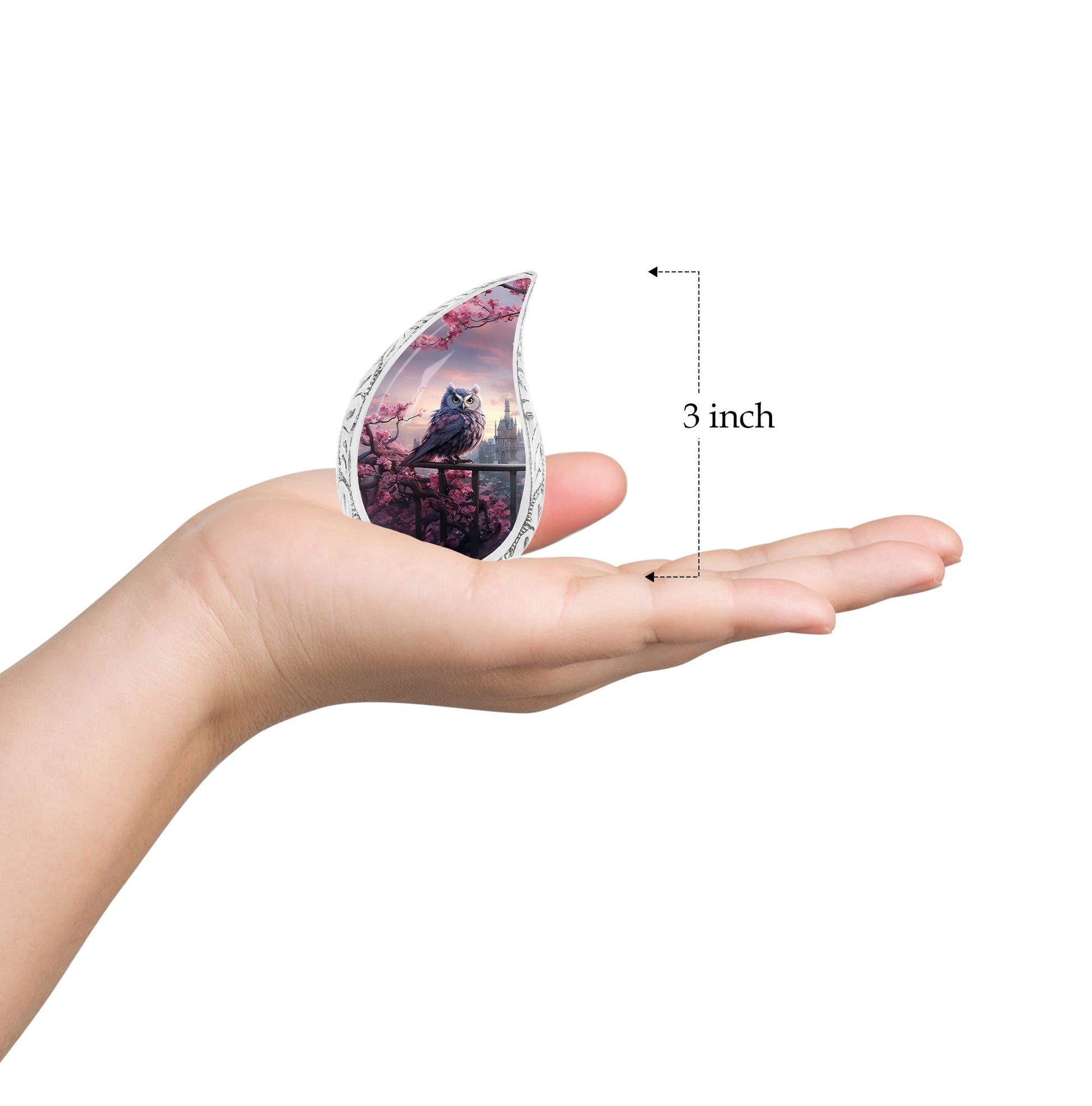 Teardrop Shape Owl Urn Keepsake 3 Inch
