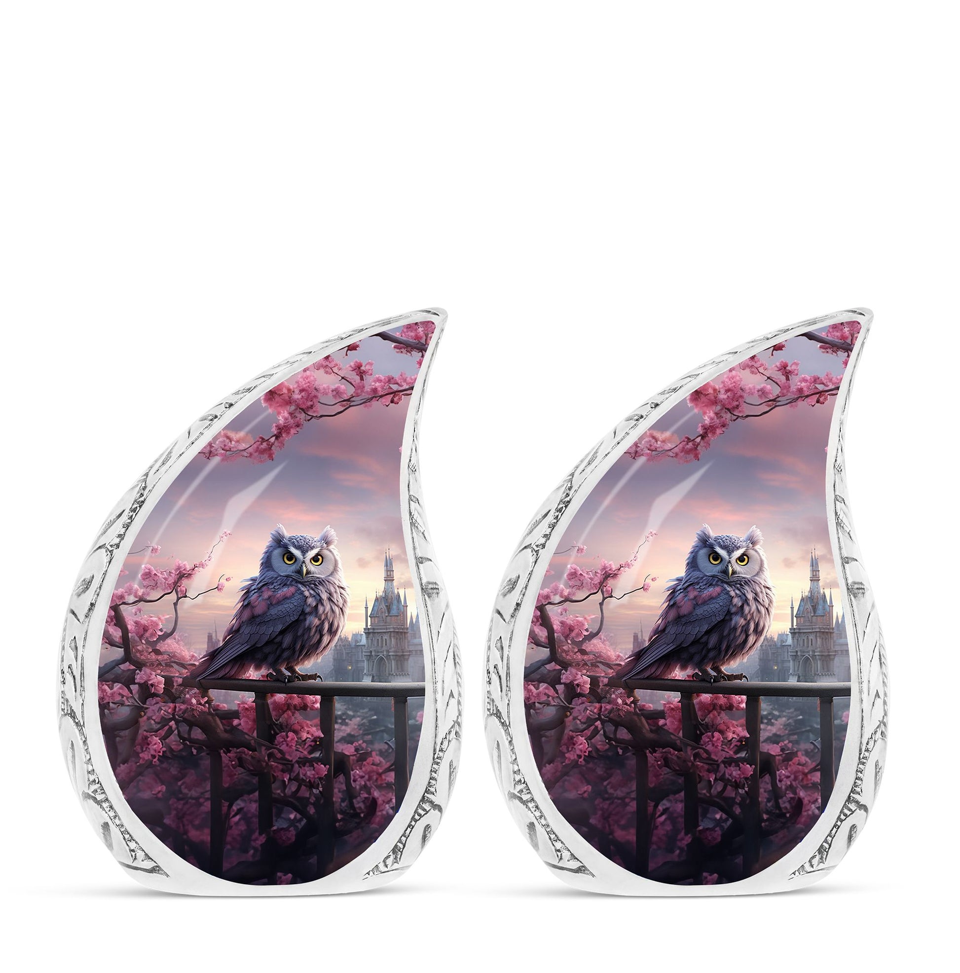 Teardrop Shape Owl Urn Keepsake Urn Pack of 2