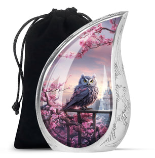 Teardrop Shape Owl Urn Large 10 Inch