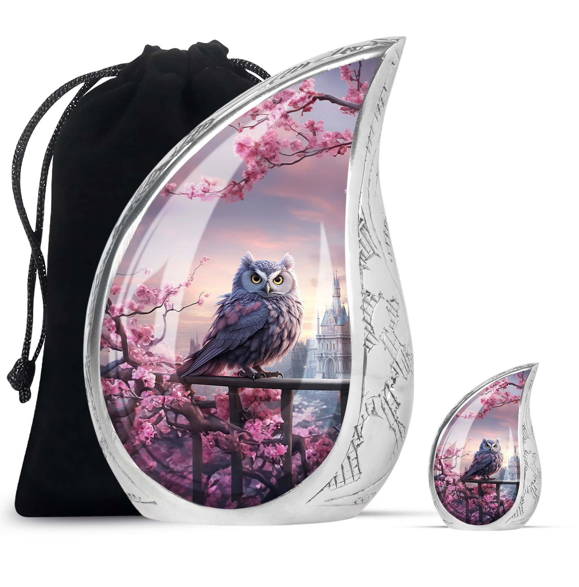 Teardrop Shape Owl Urn Large Urn With 1 Keepsake Urn