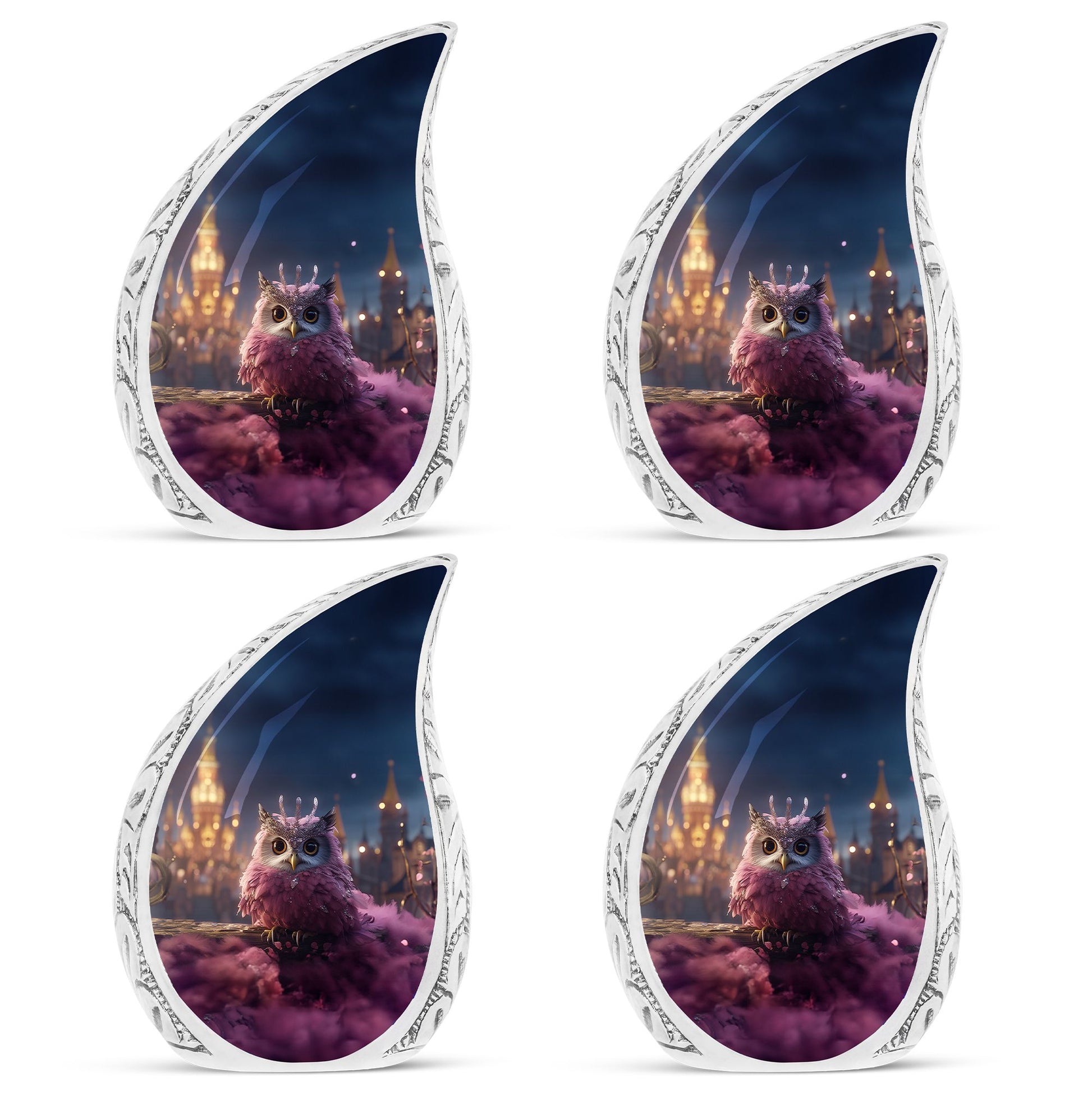 Teardrop Shape Owl Urn Keepsake Urn Pack of 4