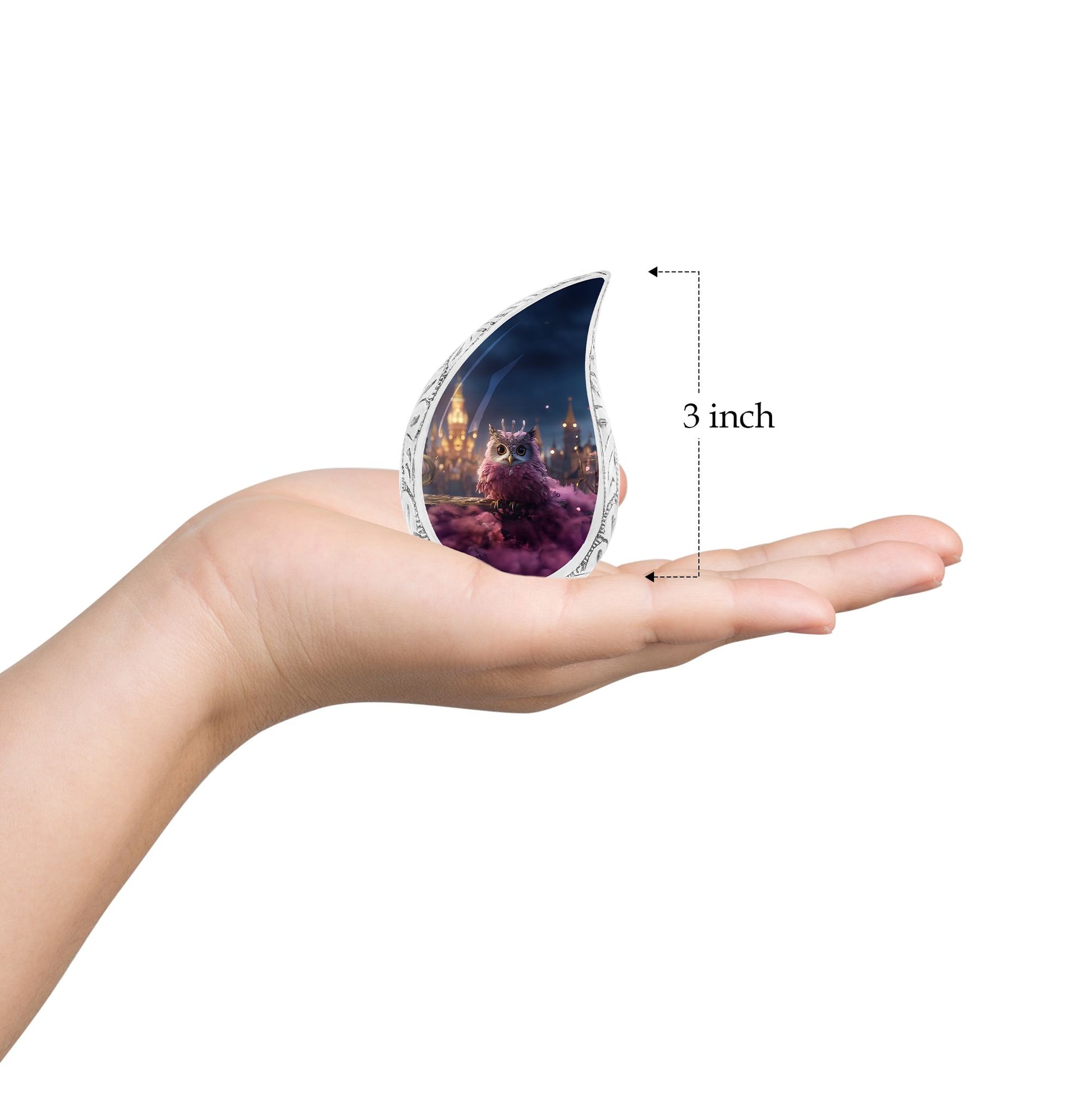 Teardrop Shape Owl Urn Keepsake 3 Inch