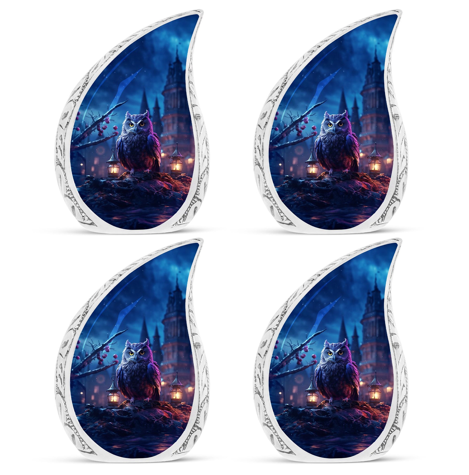 Teardrop Shape Owl Urn Keepsake Urn Pack of 4