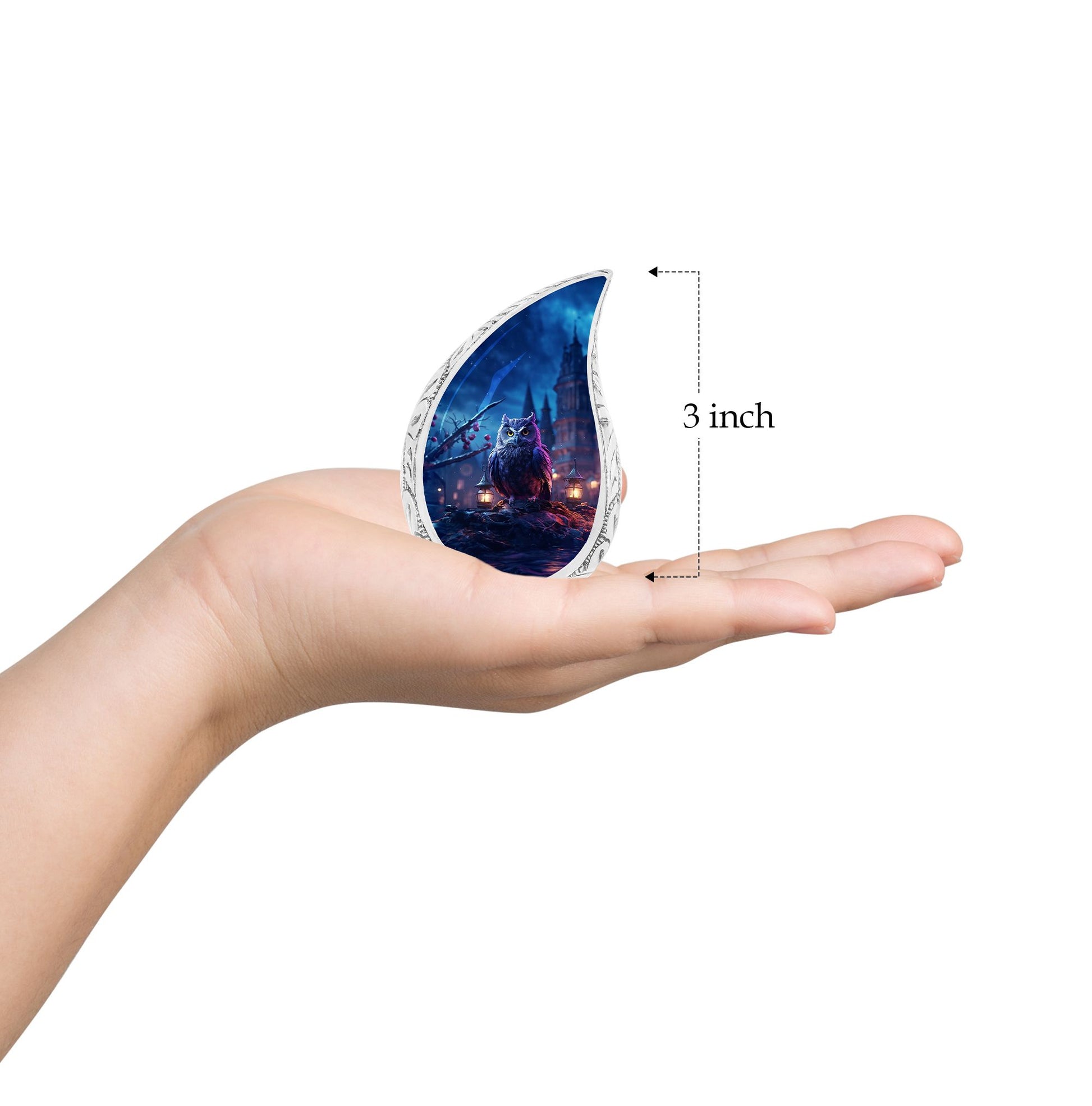 Teardrop Shape Owl Urn Keepsake 3 Inch