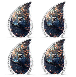 Teardrop Shape Owl Urn Keepsake Urn Pack of 4