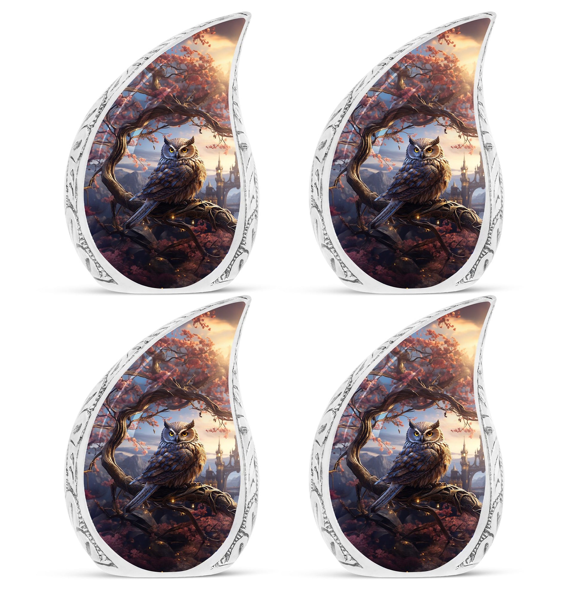 Teardrop Shape Owl Urn Keepsake Urn Pack of 4