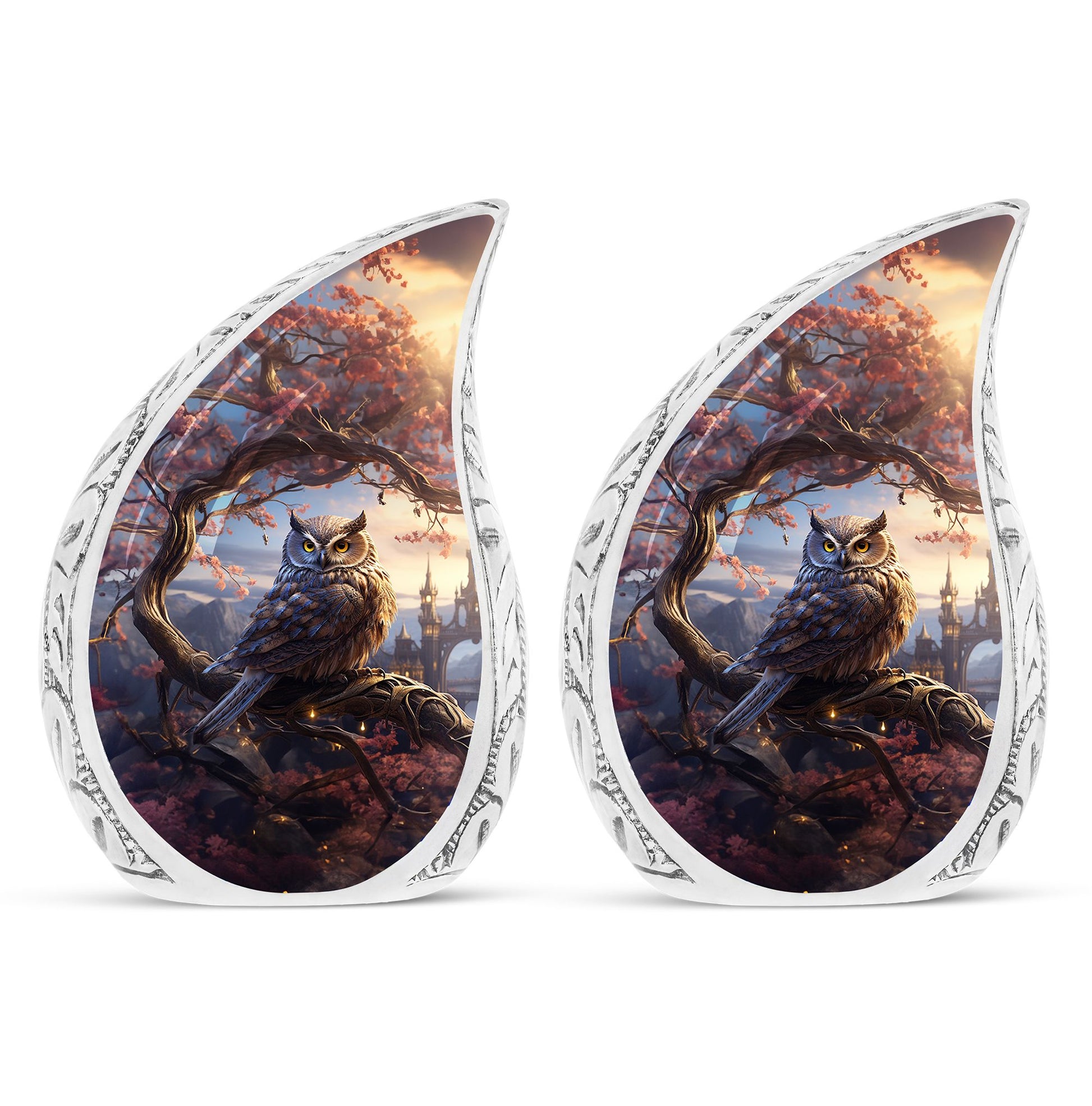 Teardrop Shape Owl Urn Keepsake Urn Pack of 2