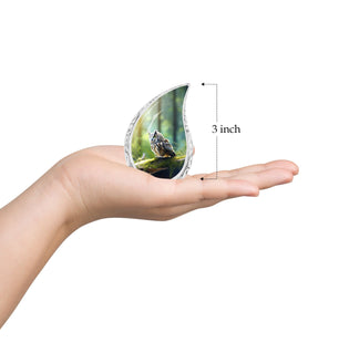 Teardrop Shape Owl Urn Keepsake 3 Inch