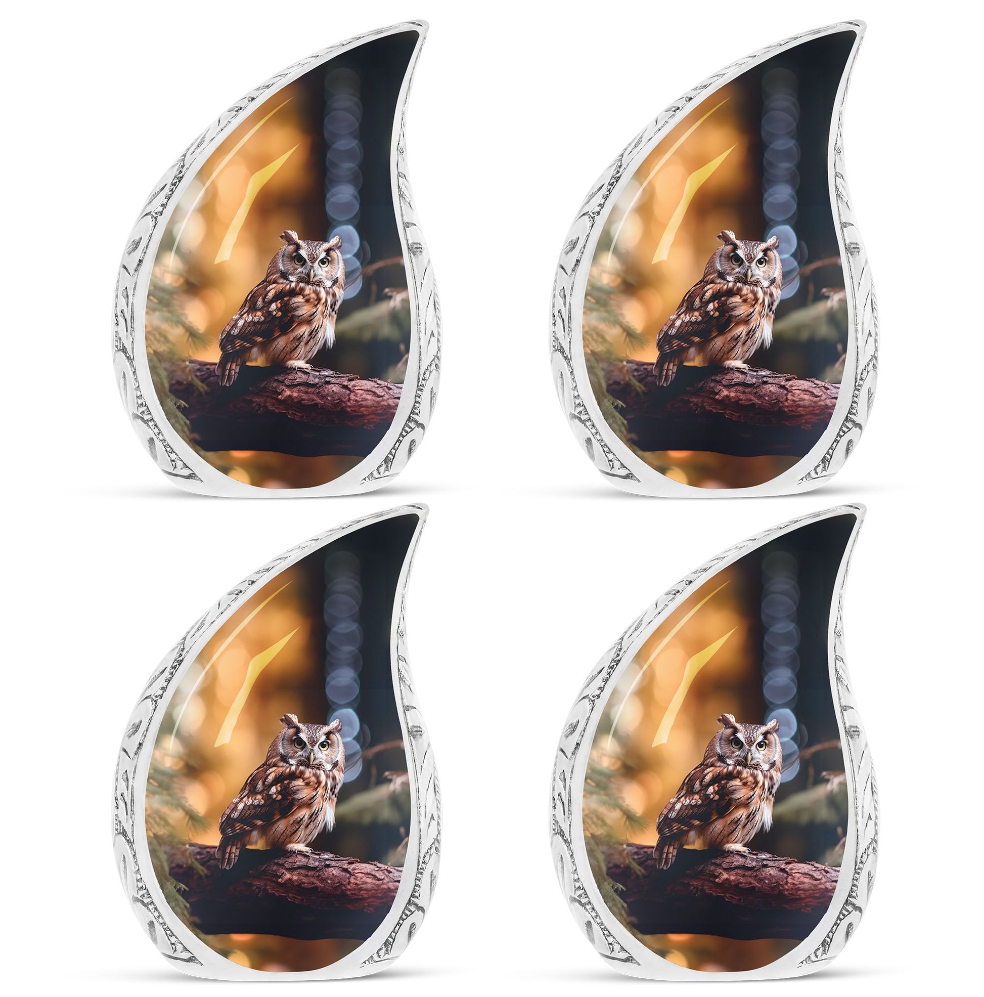 Teardrop Shape Owl Urn Keepsake Urn Pack of 4