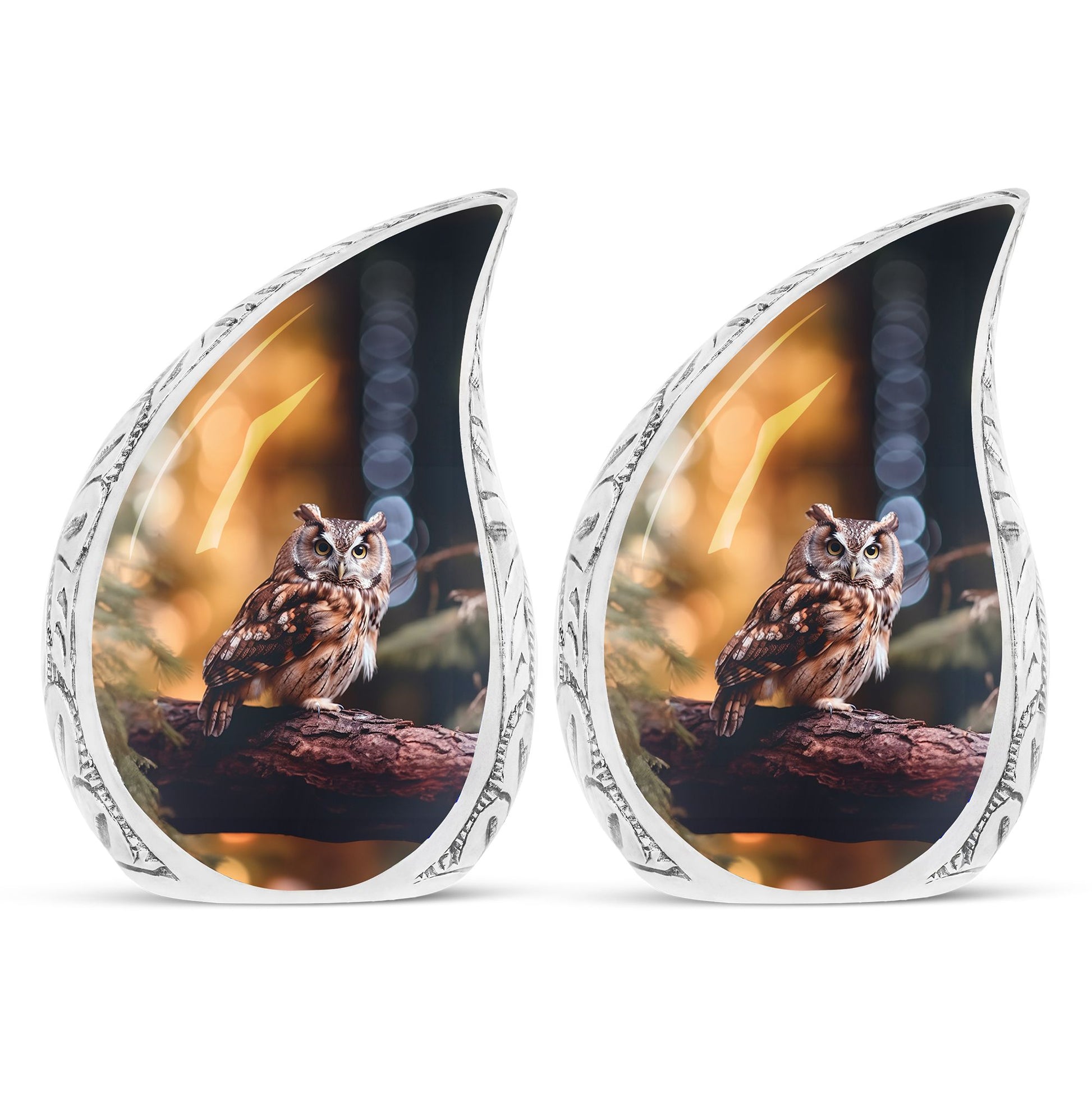 Teardrop Shape Owl Urn Keepsake Urn Pack of 2