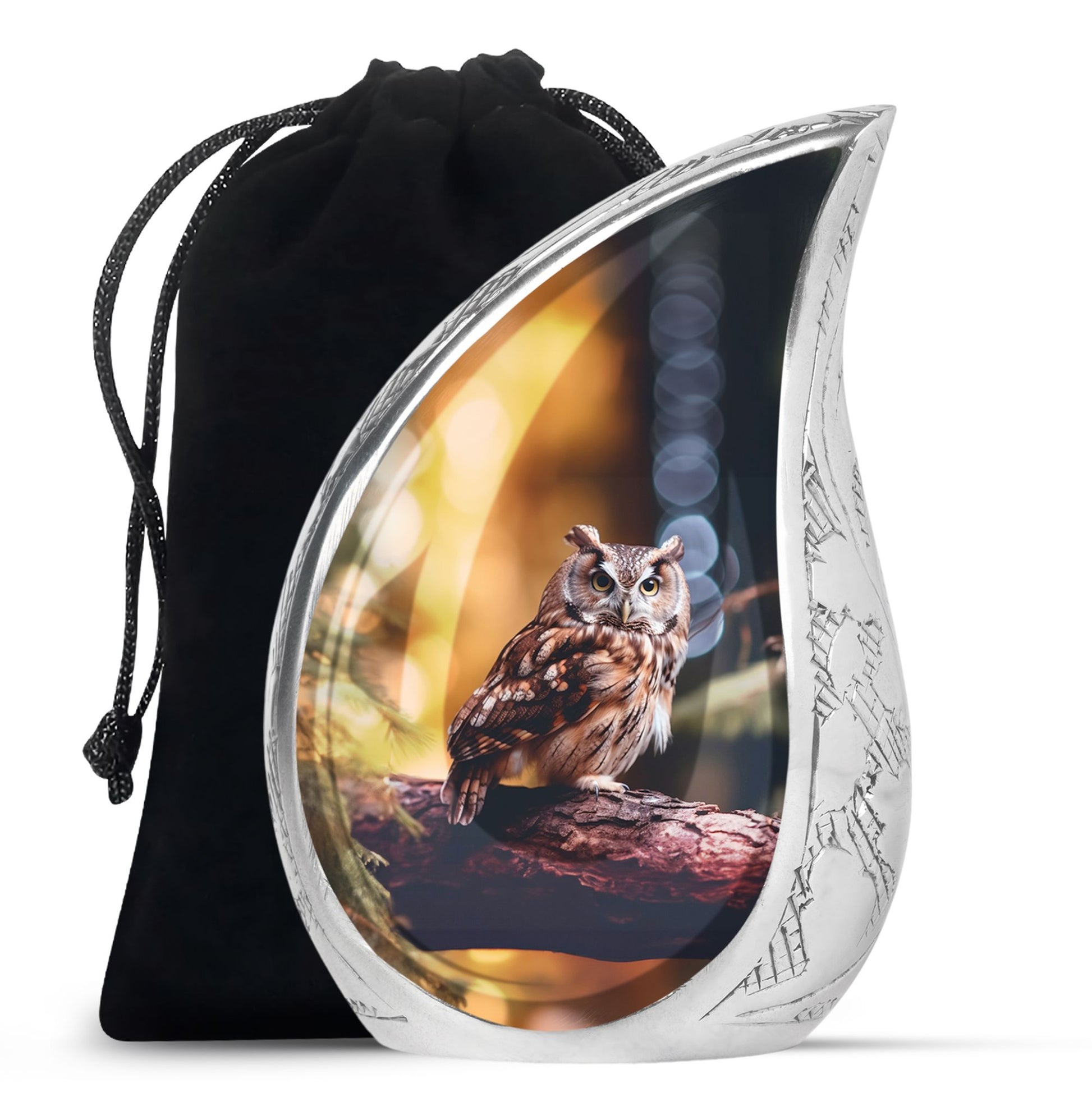 Teardrop Shape Owl Urn Large 10 Inch
