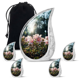 Teardrop Shape Lilly Urn Large Urn With 4 Keepsake Urn