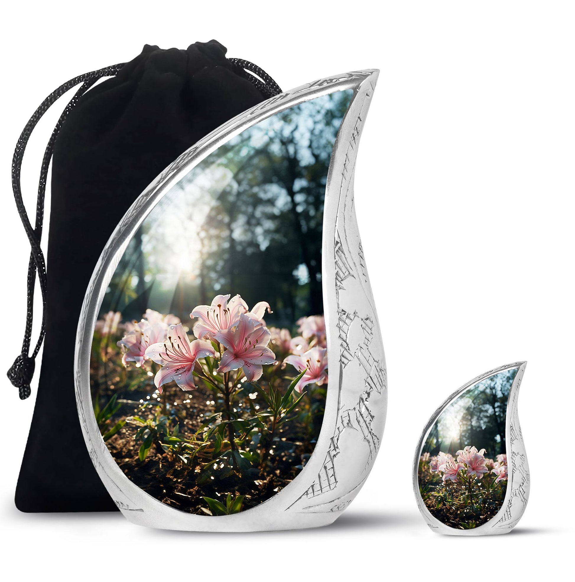 Teardrop Shape Lilly Urn Large Urn With 1 Keepsake Urn