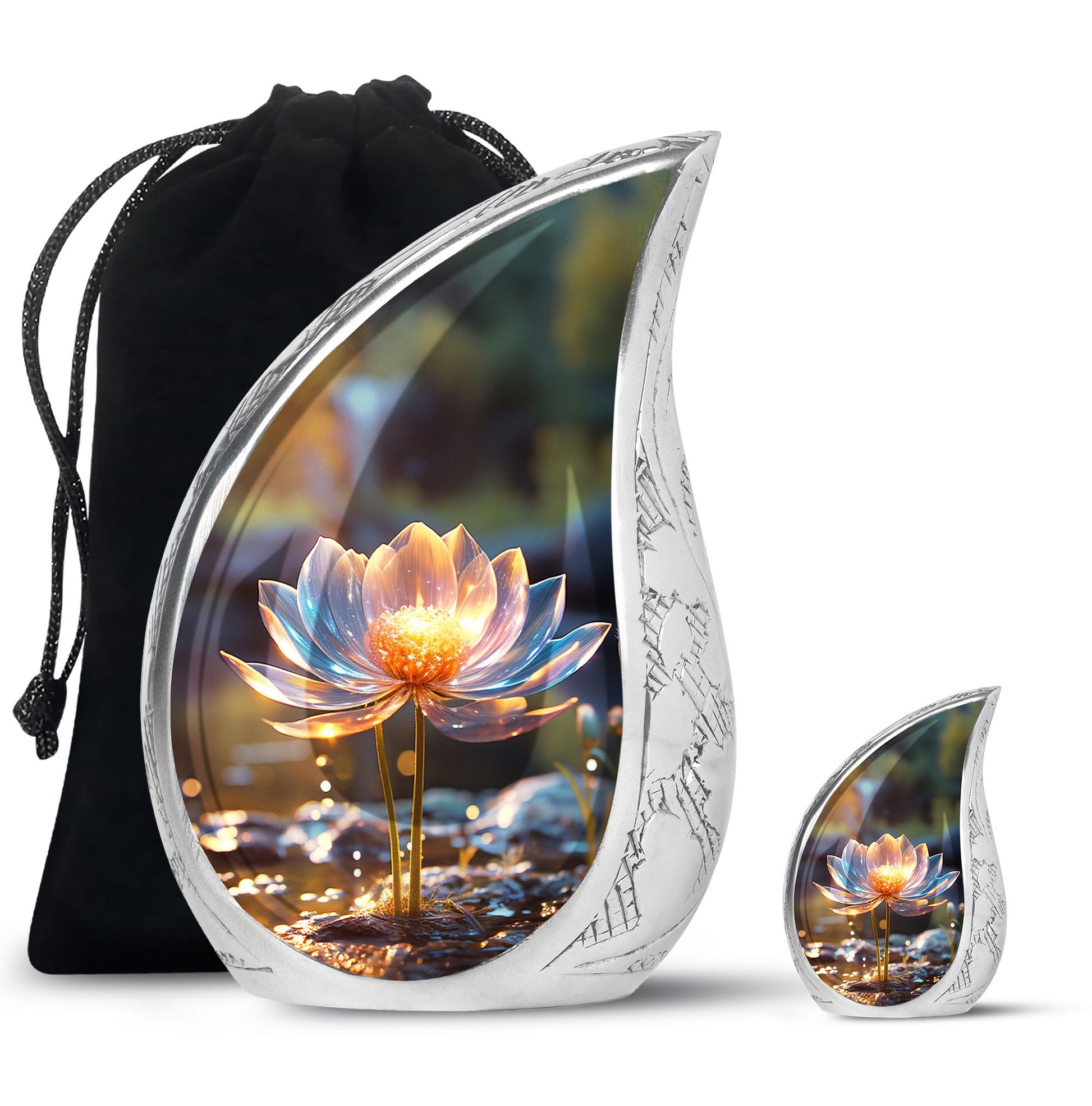 Teardrop Shape Lilly Urn Large Urn With 1 Keepsake Urn