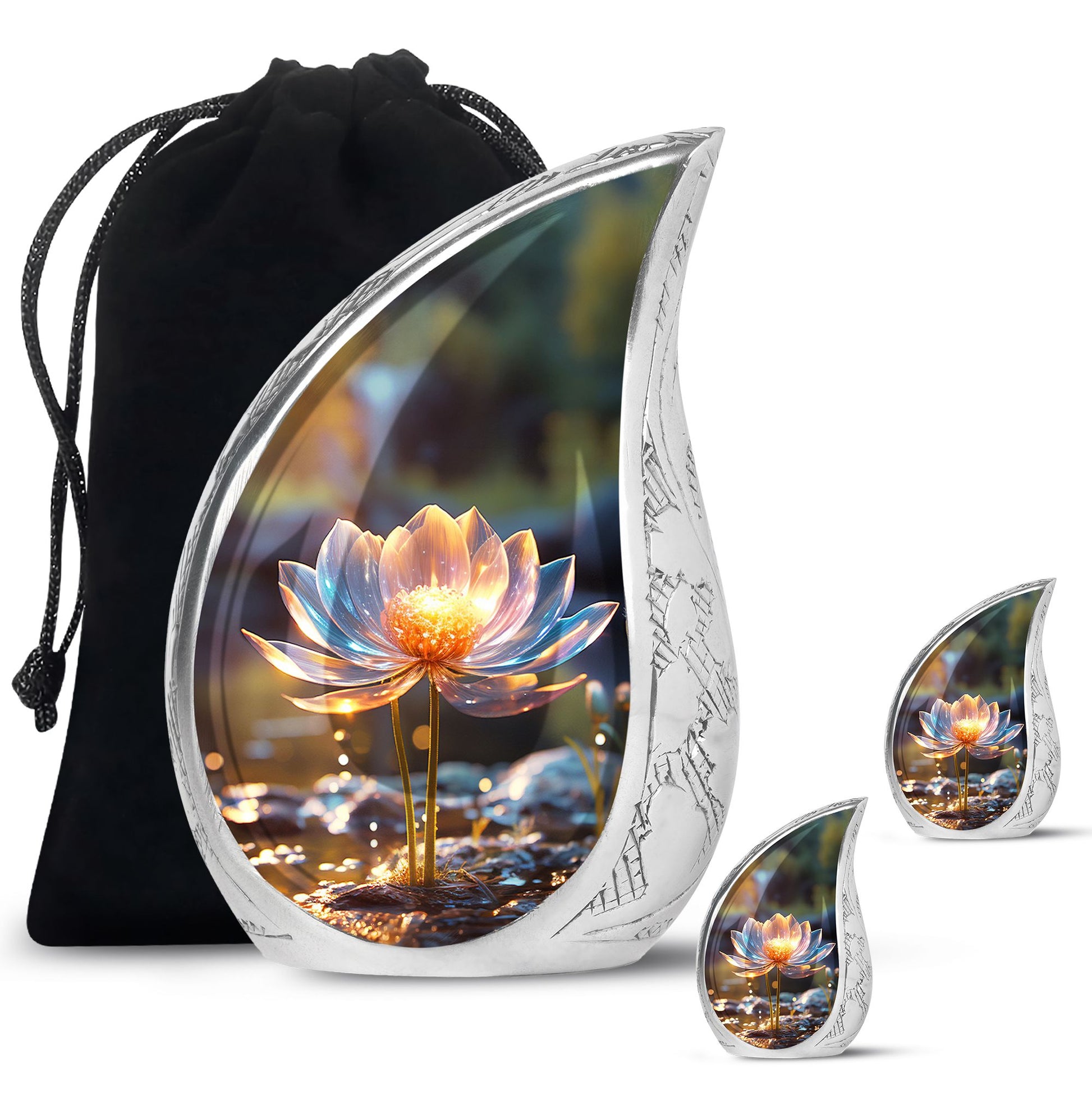 Teardrop Shape Lilly Urn Large Urn With 2 Keepsake Urn