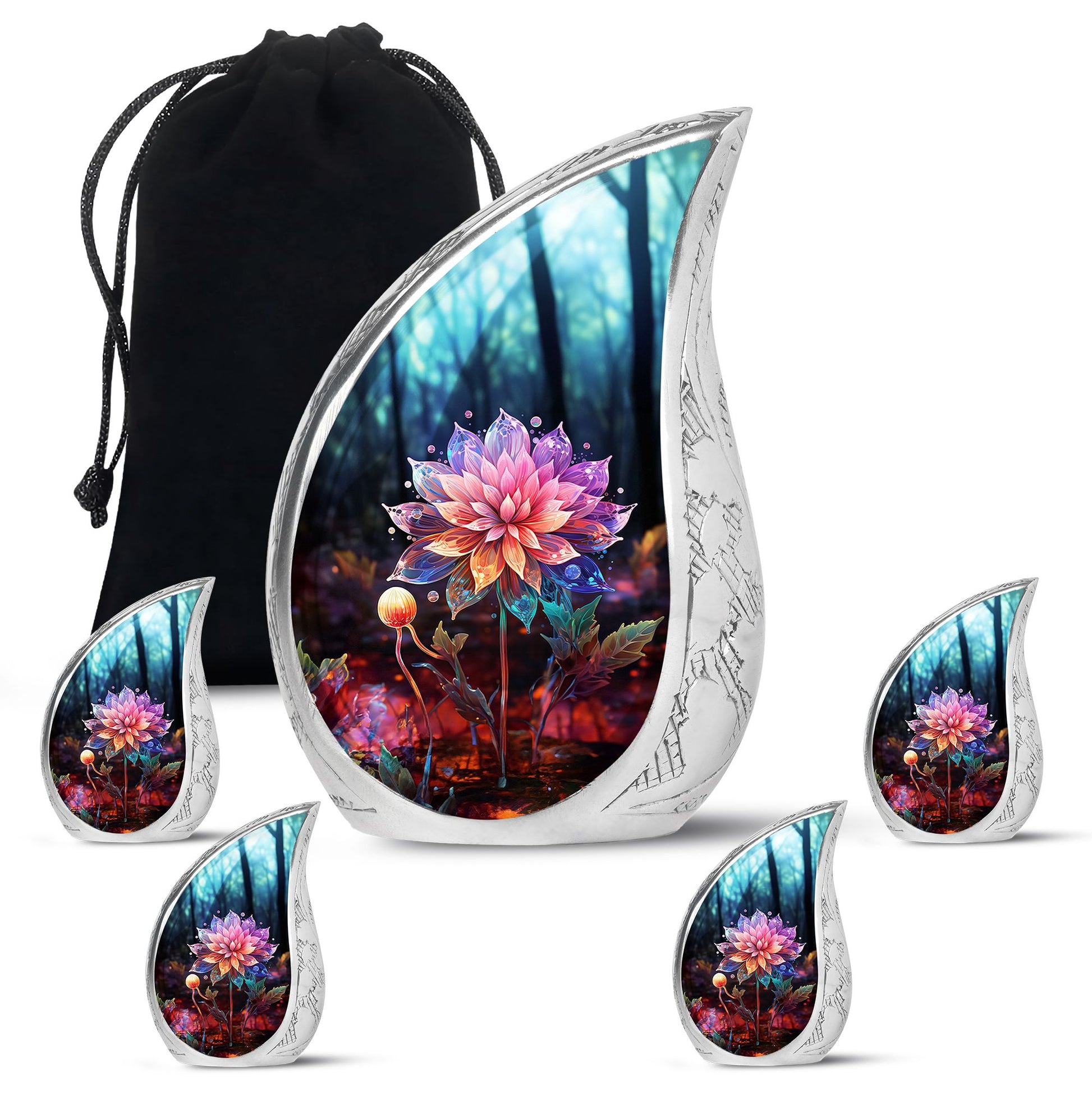 Teardrop Shape Lilly Urn Large Urn With 4 Keepsake Urn