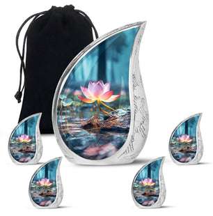 Teardrop Shape Lilly Urn Large Urn With 4 Keepsake Urn