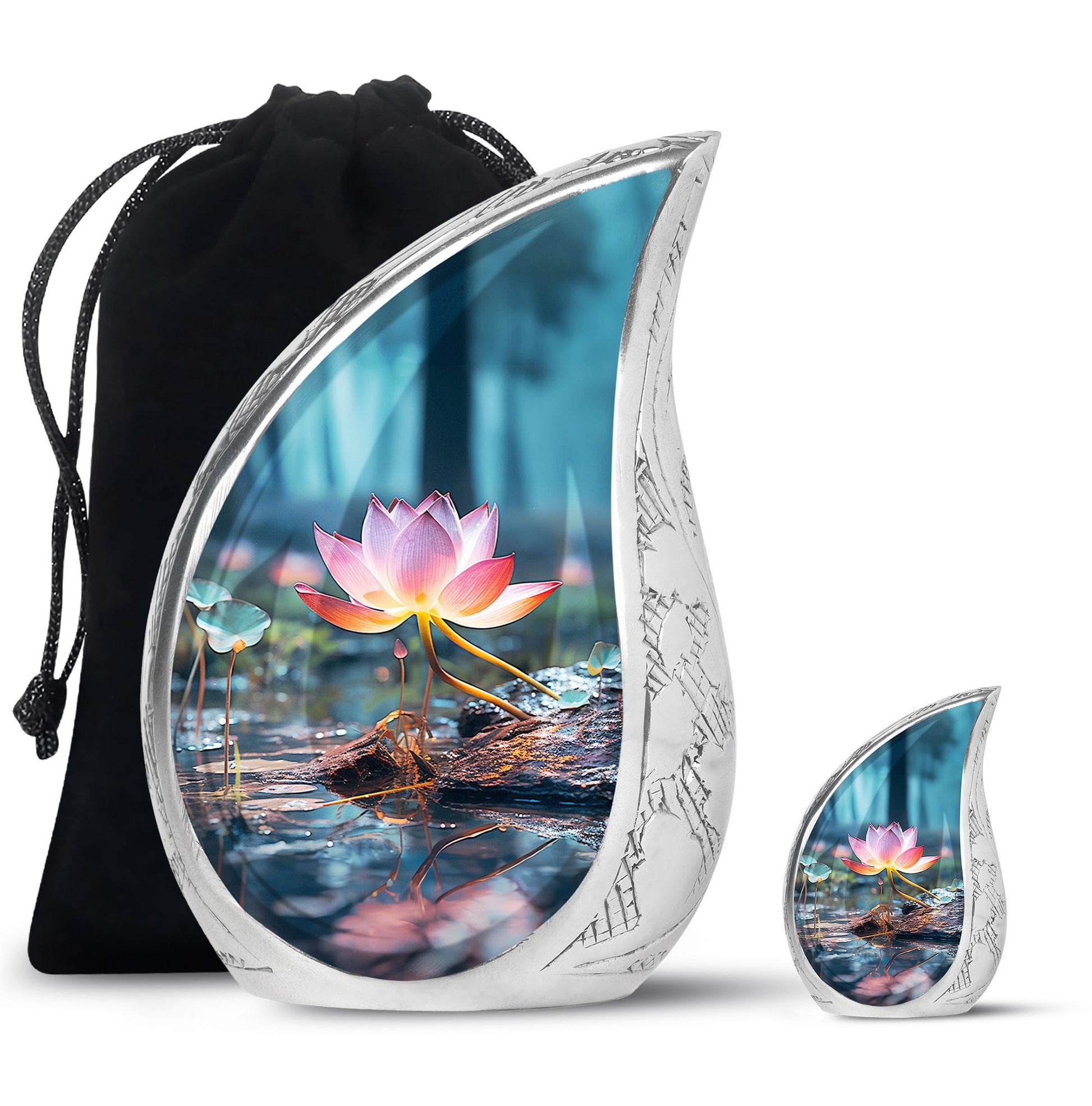 Teardrop Shape Lilly Urn Large Urn With 1 Keepsake Urn