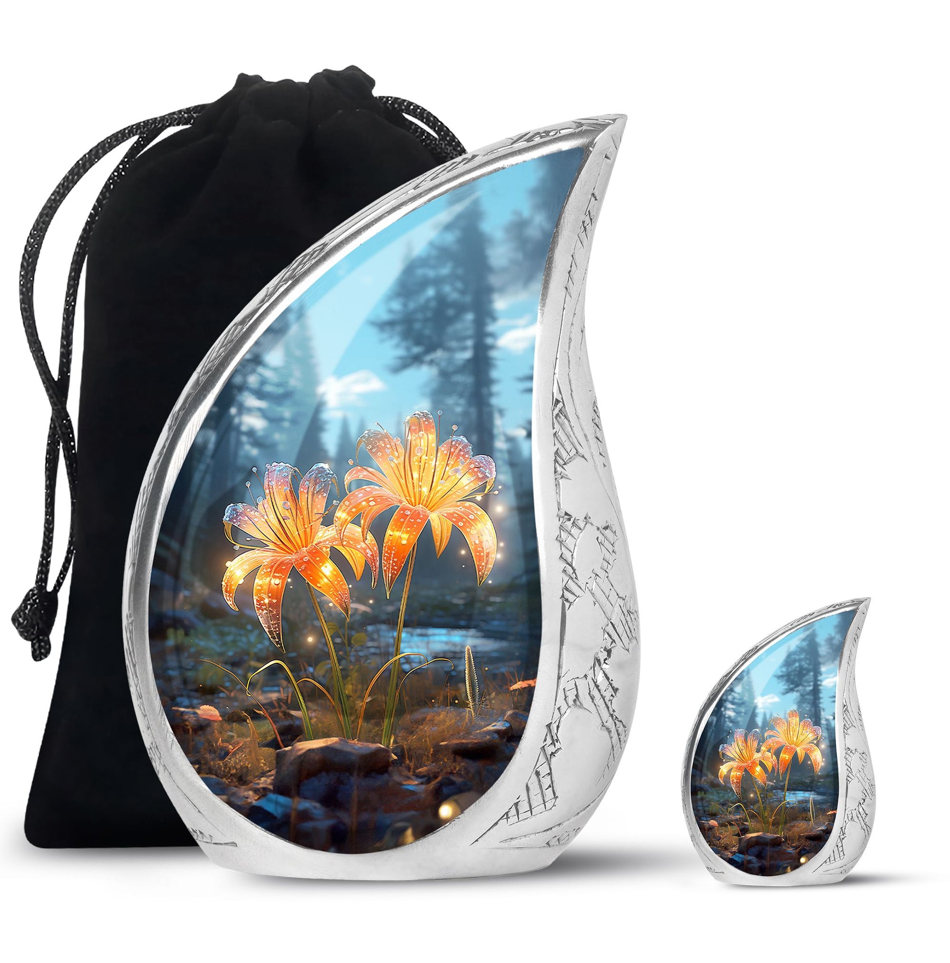 Teardrop Shape Lilly Urn Large Urn With 1 Keepsake Urn