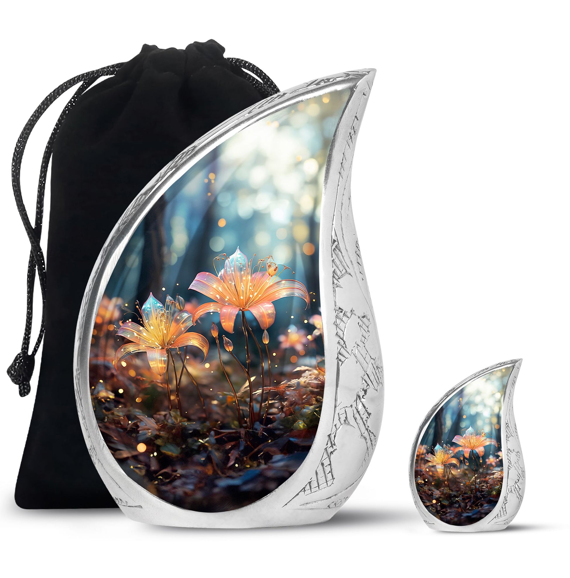 Teardrop Shape Lilly Urn Large Urn With 1 Keepsake Urn