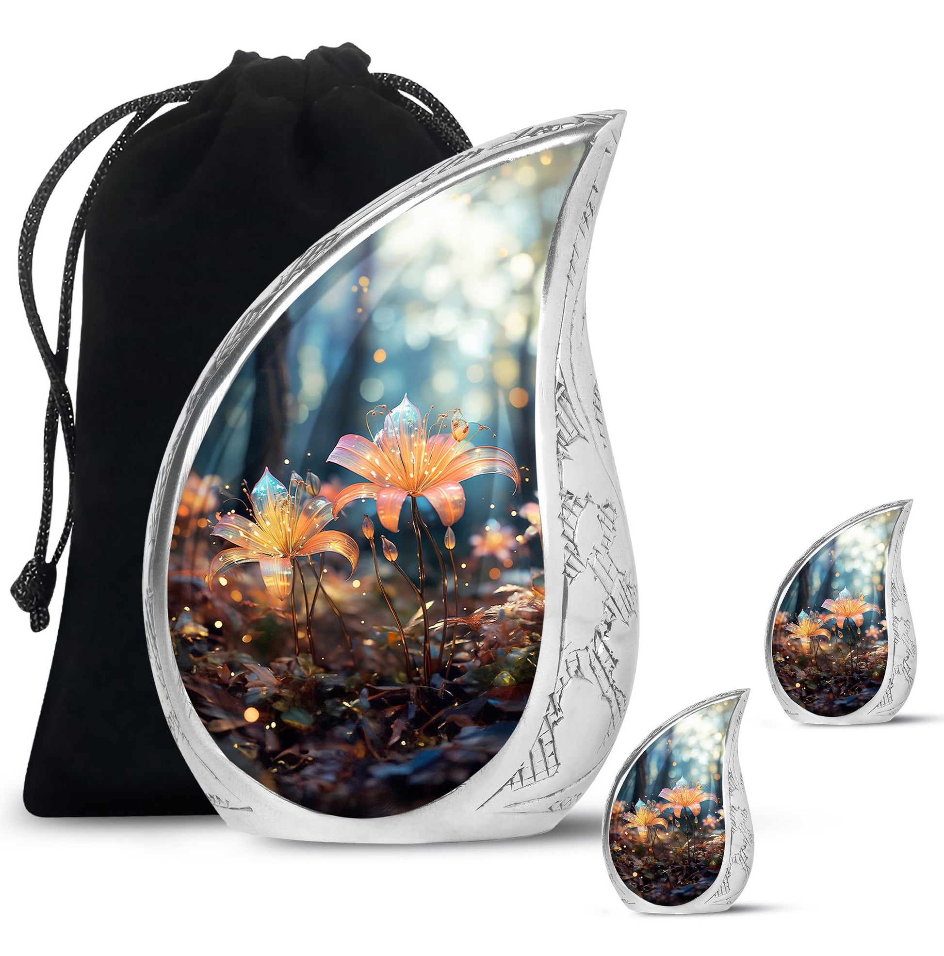 Teardrop Shape Lilly Urn Large Urn With 2 Keepsake Urn