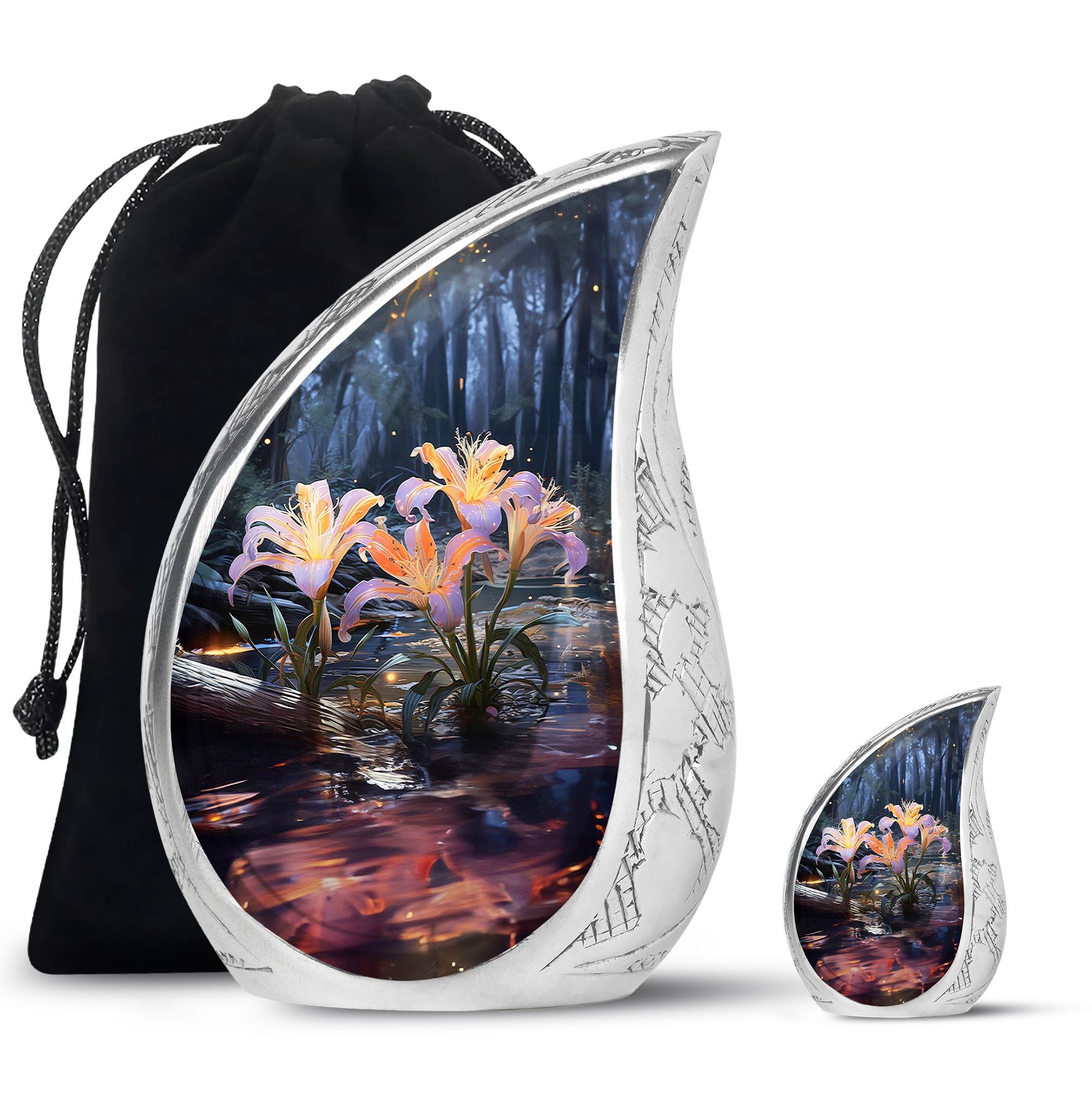 Teardrop Shape Lilly Urn Large Urn With 1 Keepsake Urn