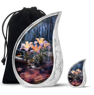 Teardrop Shape Lilly Urn Large Urn With 1 Keepsake Urn