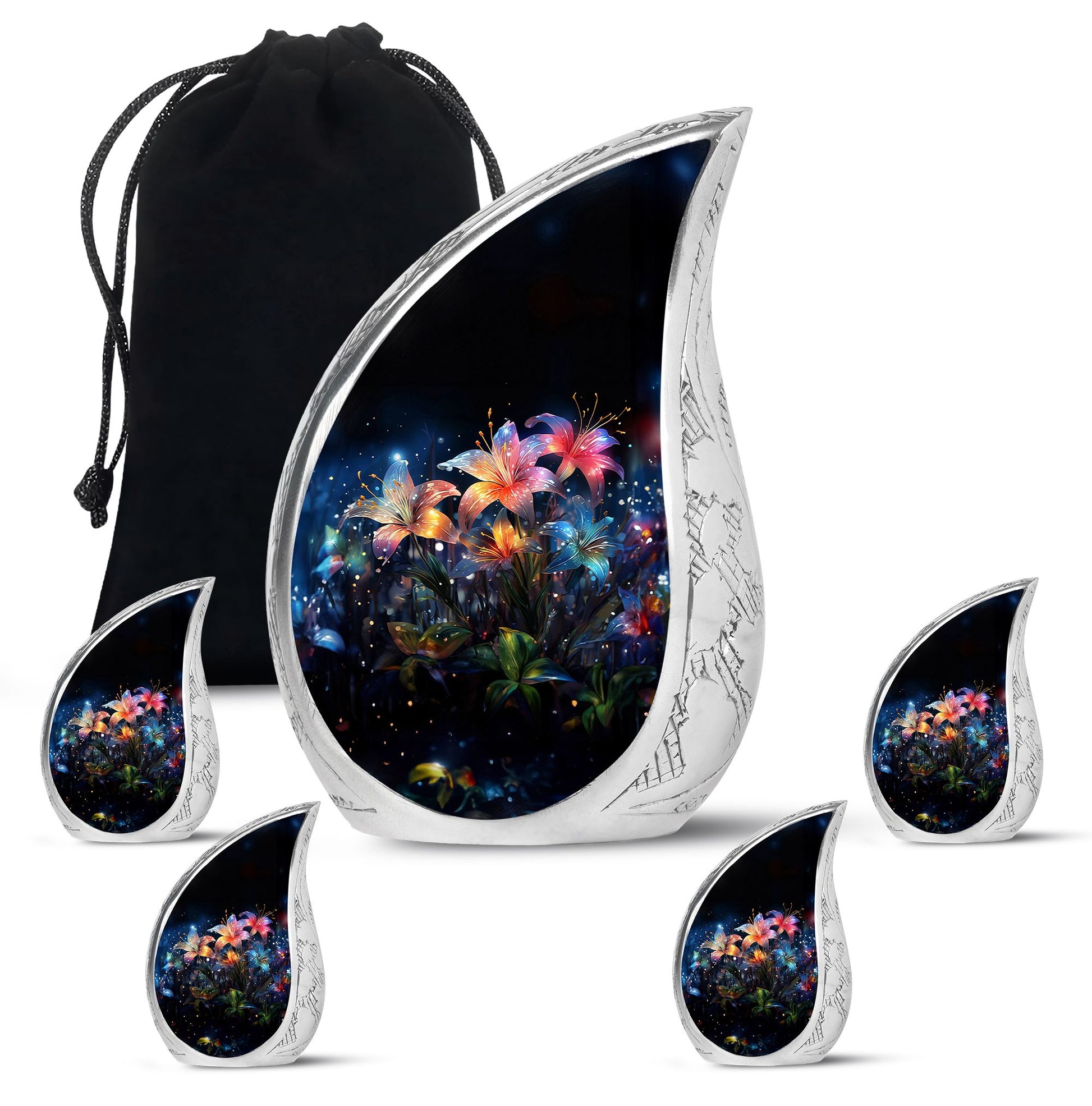 Teardrop Shape Lilly Urn Large Urn With 4 Keepsake Urn