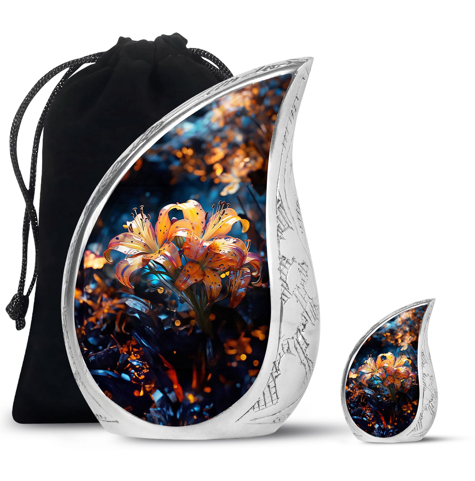 Teardrop Shape Lilly Urn Large Urn With 1 Keepsake Urn