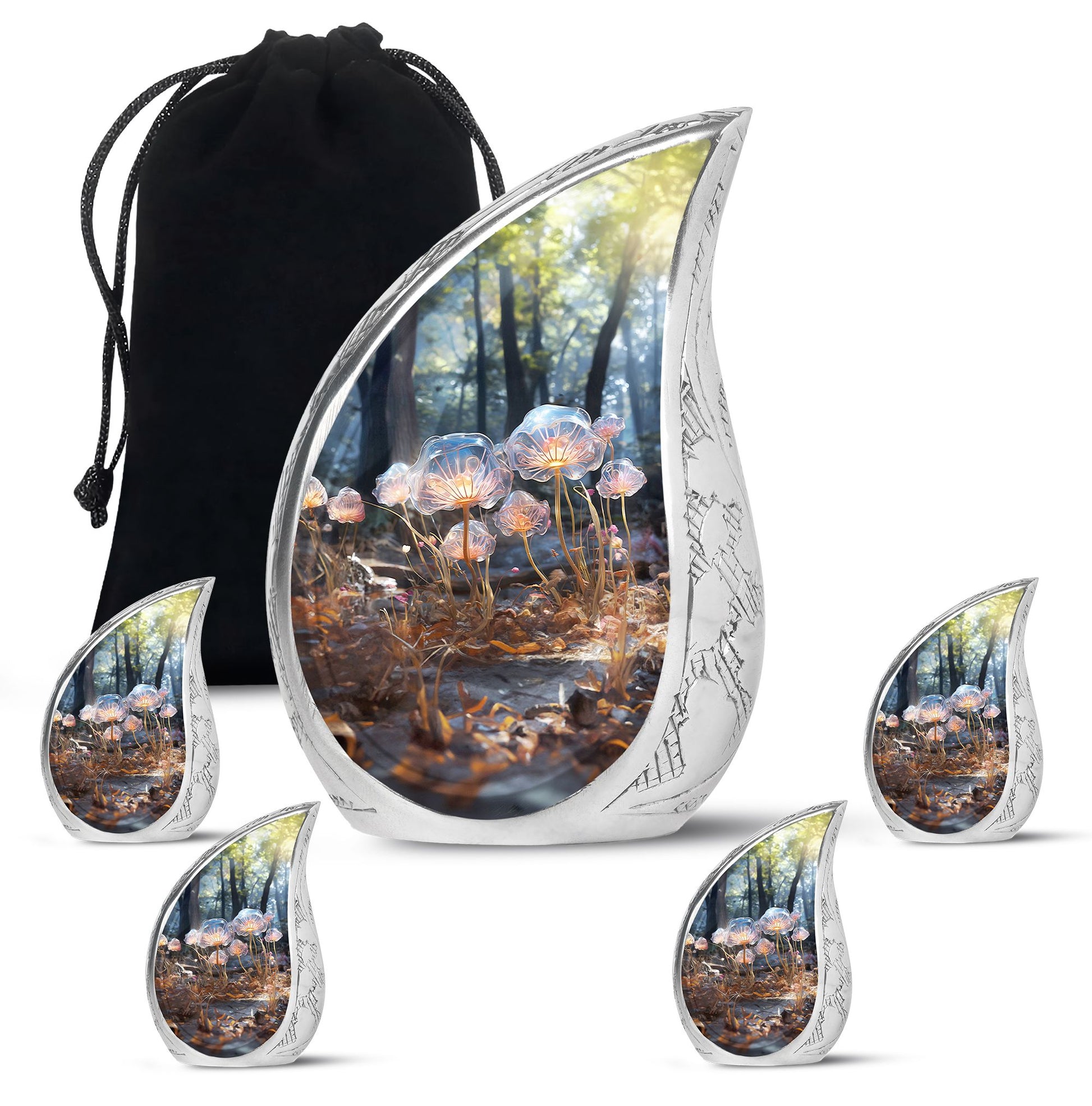 Teardrop Shape Lilly Urn Large Urn With 4 Keepsake Urn