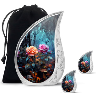 Teardrop Shape Rose Urn Large Urn With 2 Keepsake Urn