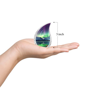 Teardrop Shape Aurora Borealis Urn Keepsake 3 Inch