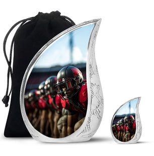 Teardrop Shape Football Urn Large Urn With 1 Keepsake Urn