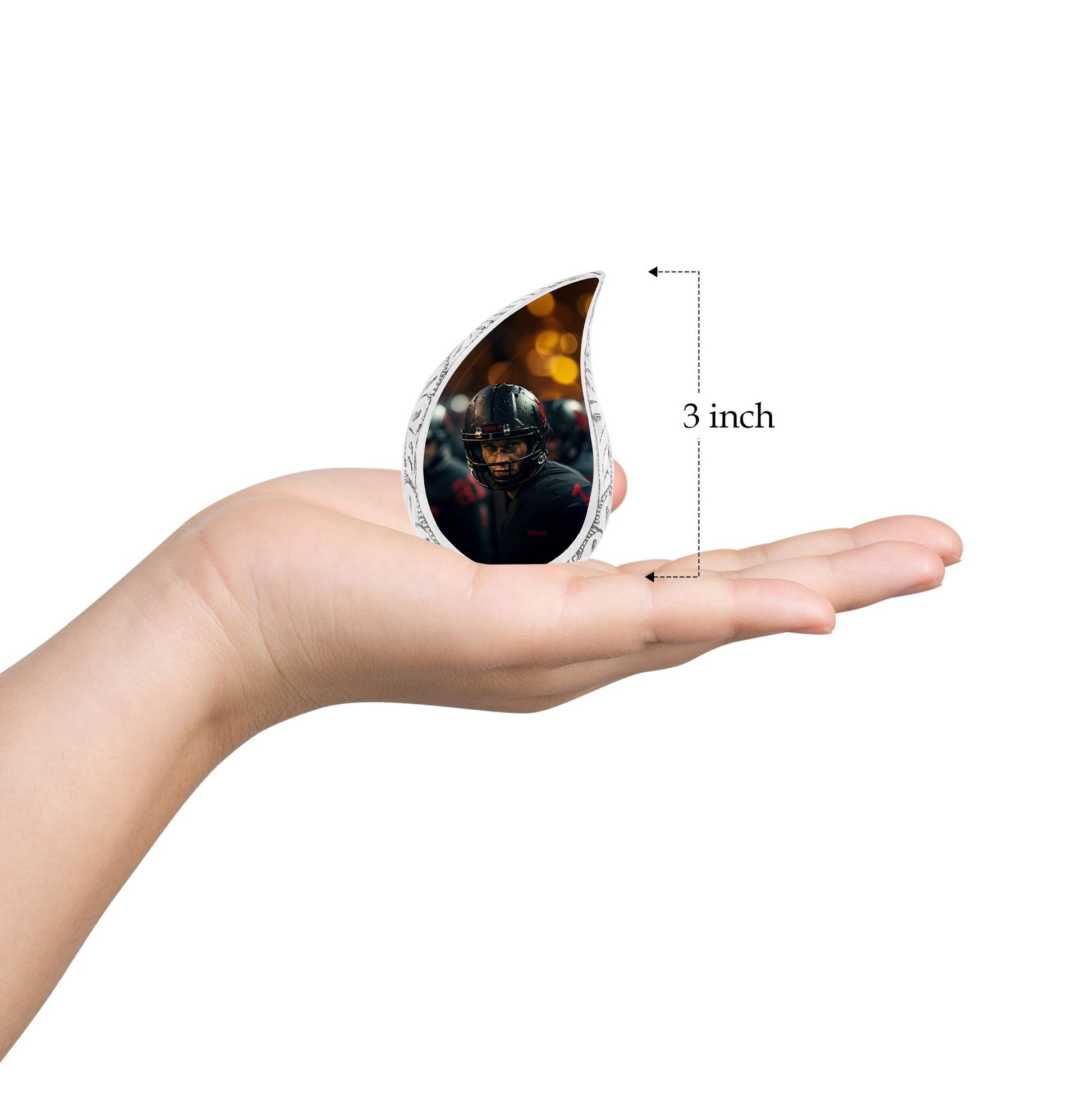 Teardrop Shape Football Urn Keepsake 3 Inch