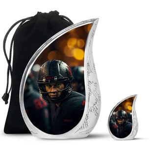 Teardrop Shape Football Urn Large Urn With 1 Keepsake Urn