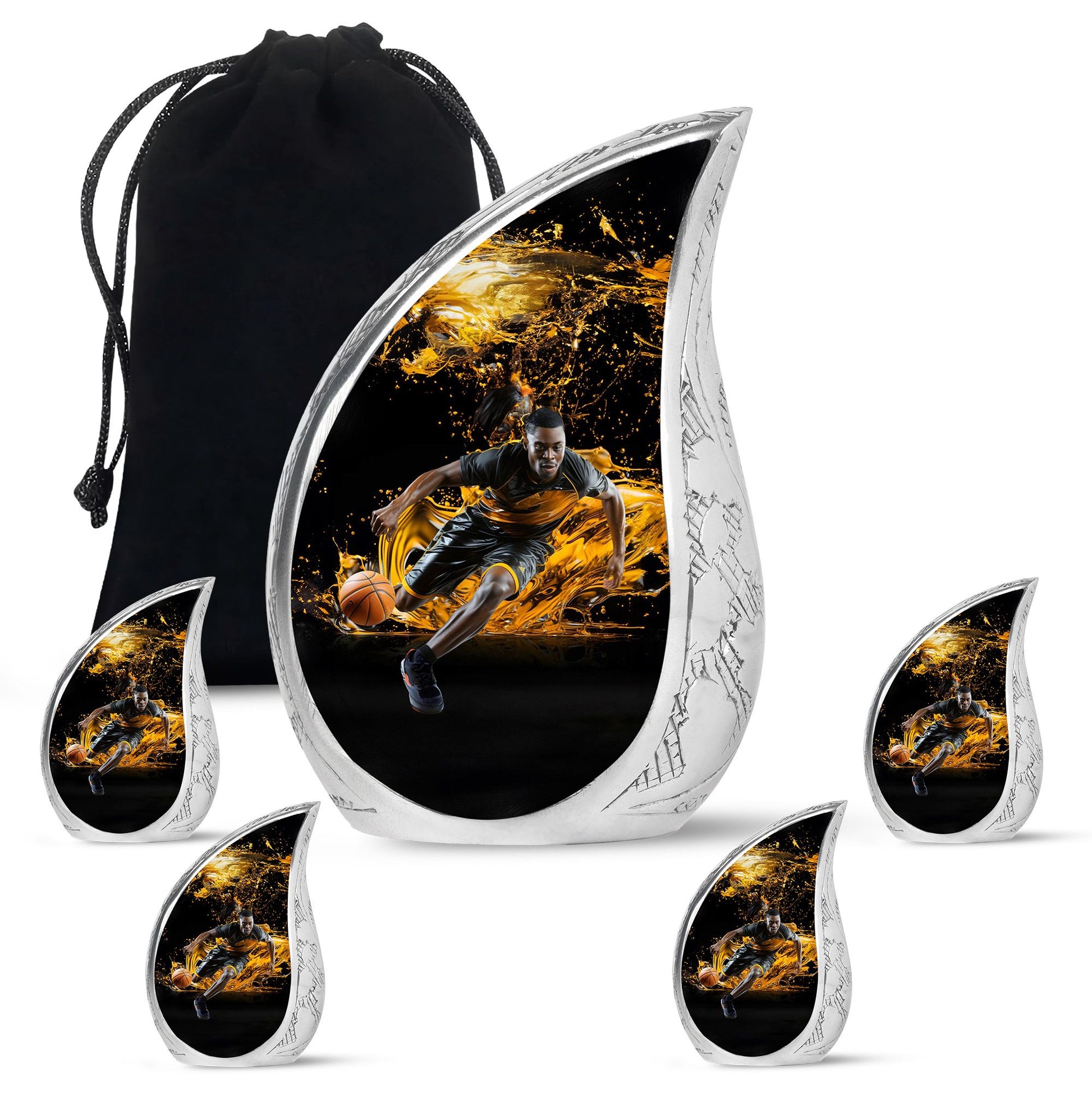Teardrop Shape Basketball Urn Large Urn With 4 Keepsake Urn