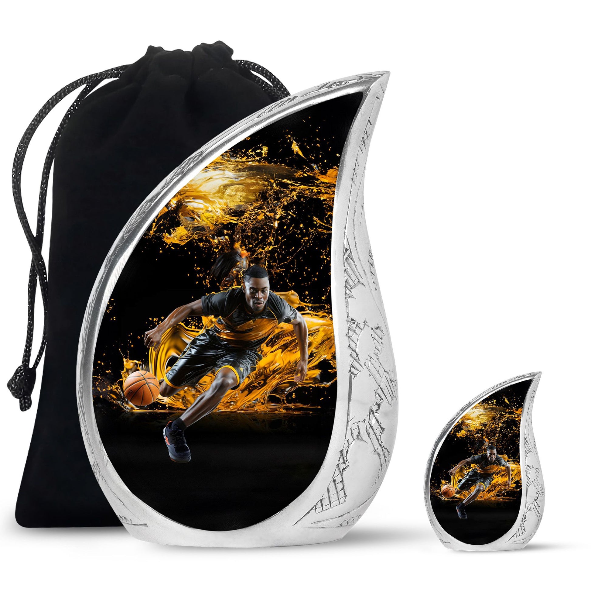 Teardrop Shape Basketball Urn Large Urn With 1 Keepsake Urn