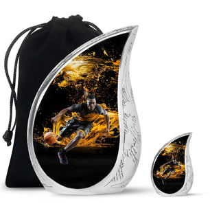 Teardrop Shape Basketball Urn Large Urn With 1 Keepsake Urn