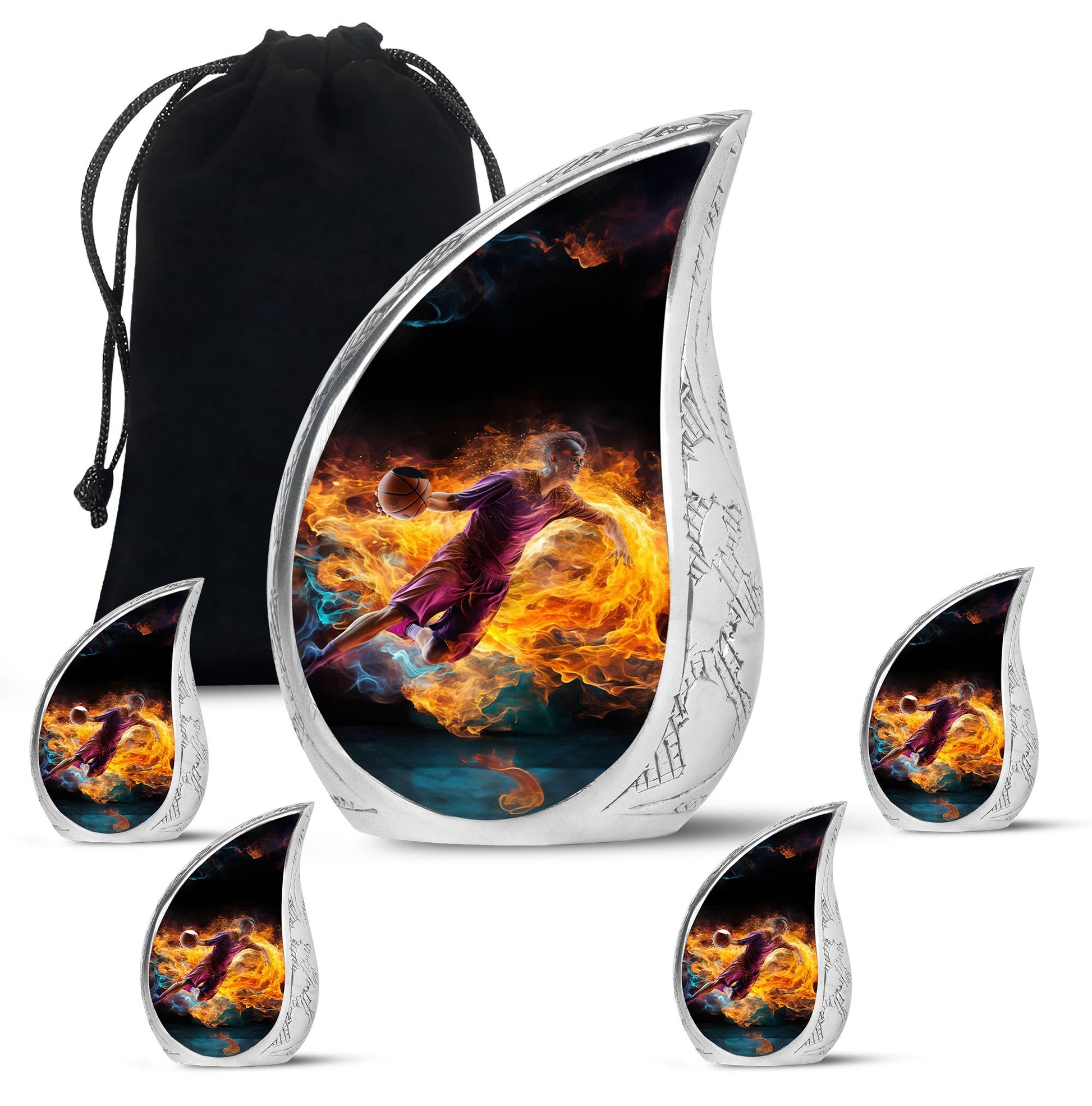 Teardrop Shape Basketball Urn Large Urn With 2 Keepsake Urn