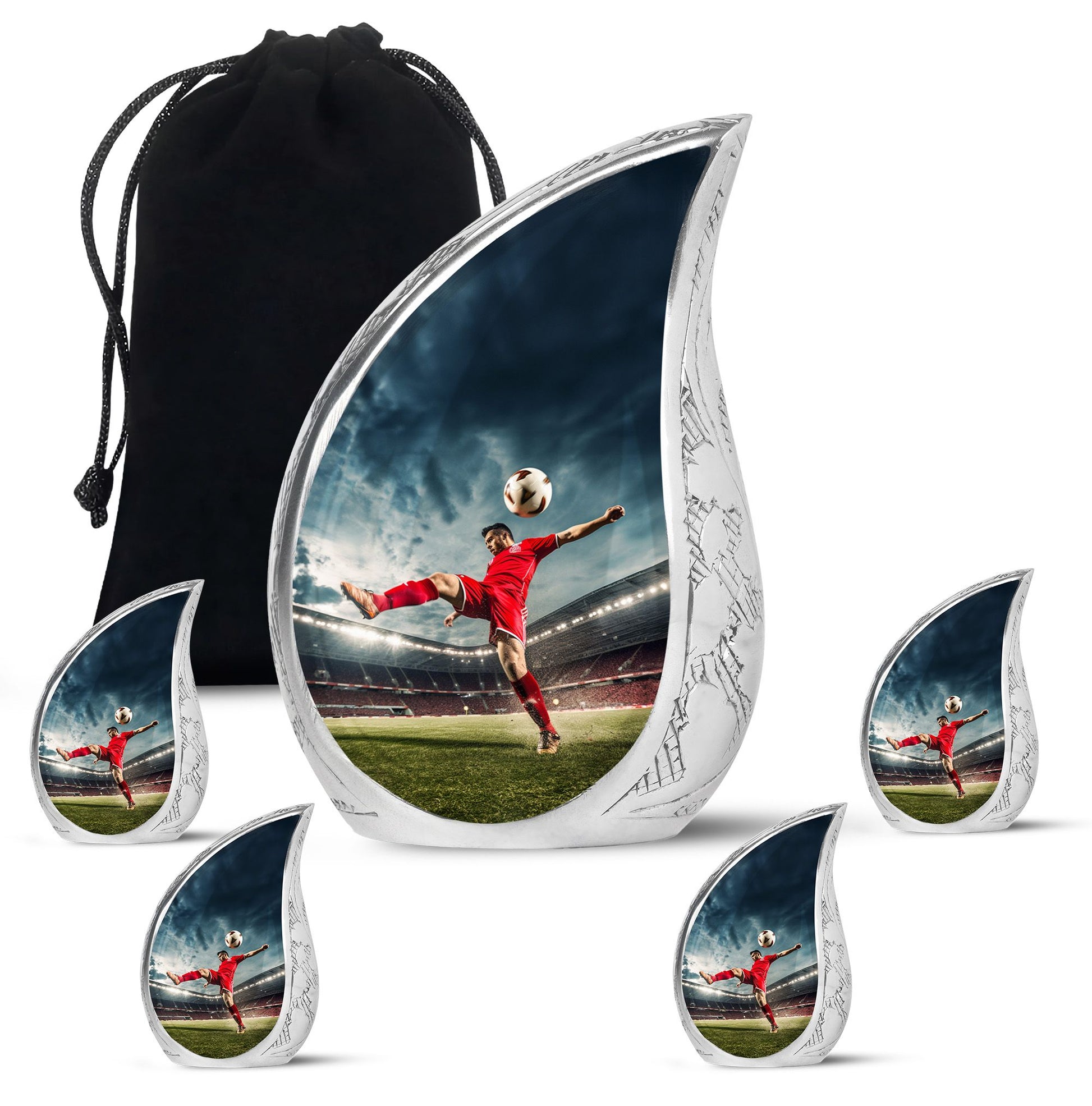 Teardrop Shape Football Urn Large Urn With 4 Keepsake Urn