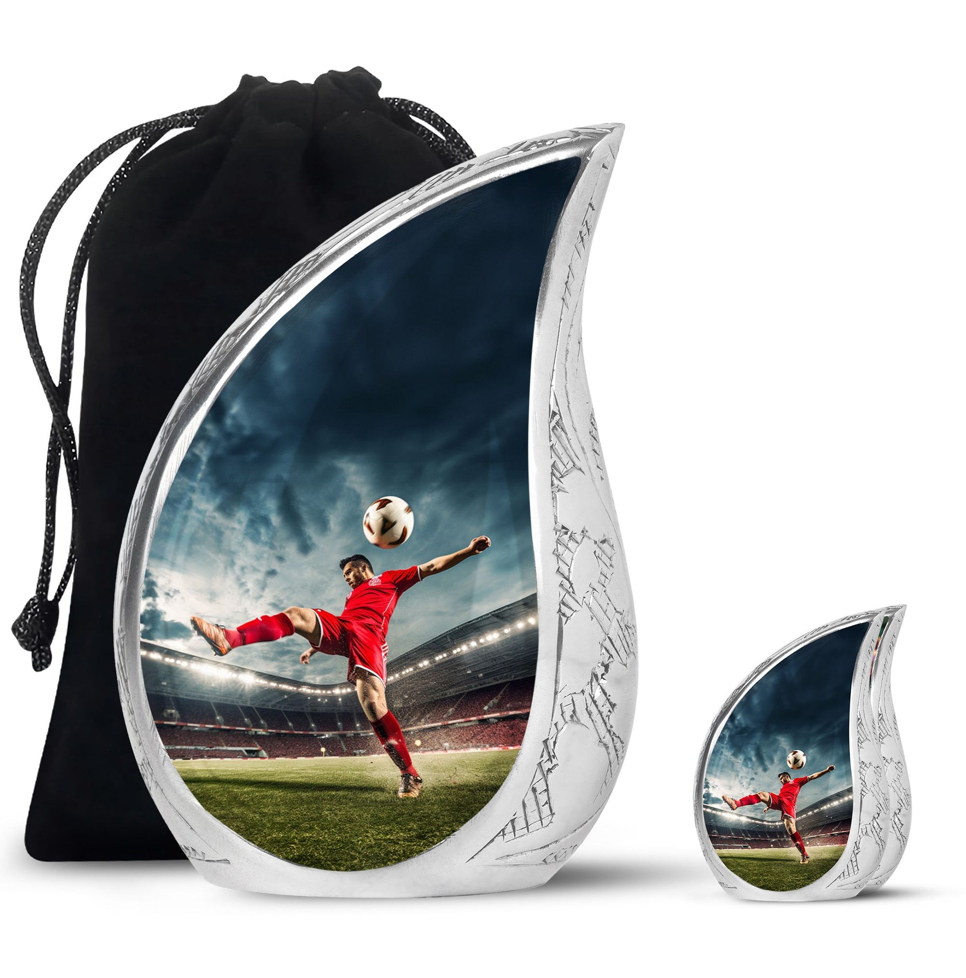 Teardrop Shape Football Urn Large Urn With 1 Keepsake Urn