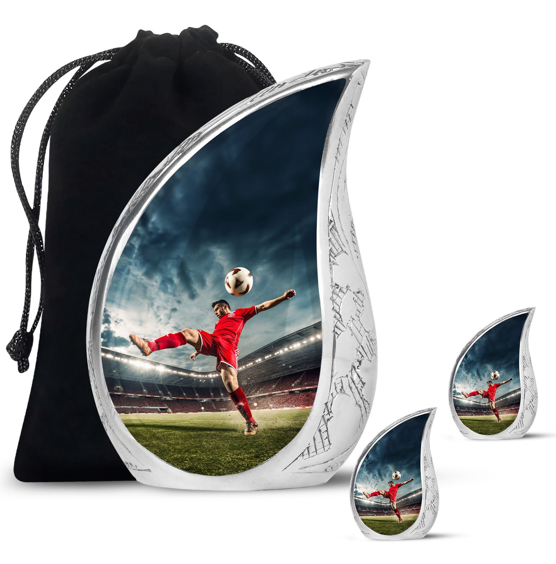 Teardrop Shape Football Urn Large Urn With 2 Keepsake Urn