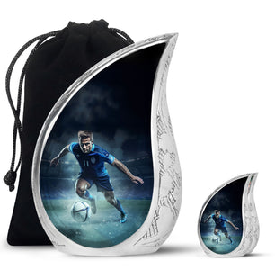 Teardrop Shape Football Urn Large Urn With 1 Keepsake Urn