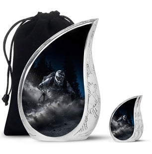 Teardrop Shape Skiing Urn Large Urn With 1 Keepsake Urn