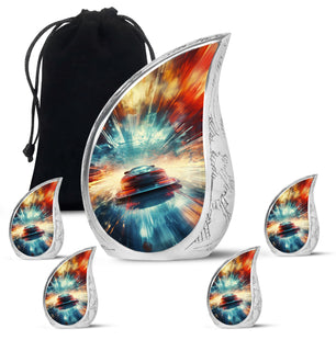 Teardrop Shape Car Urn Large Urn With 4 Keepsake Urn