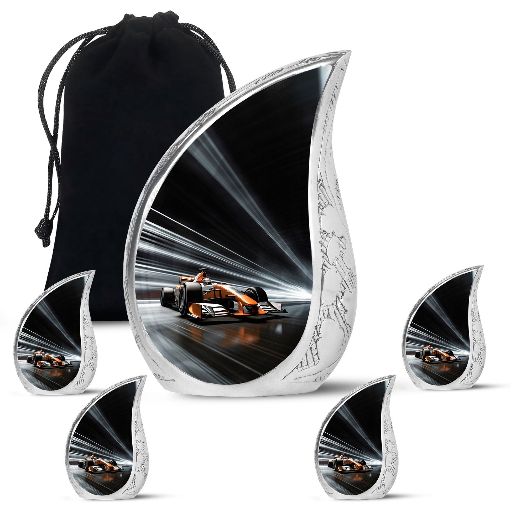 Teardrop Shape Car Urn Large Urn With 4 Keepsake Urn
