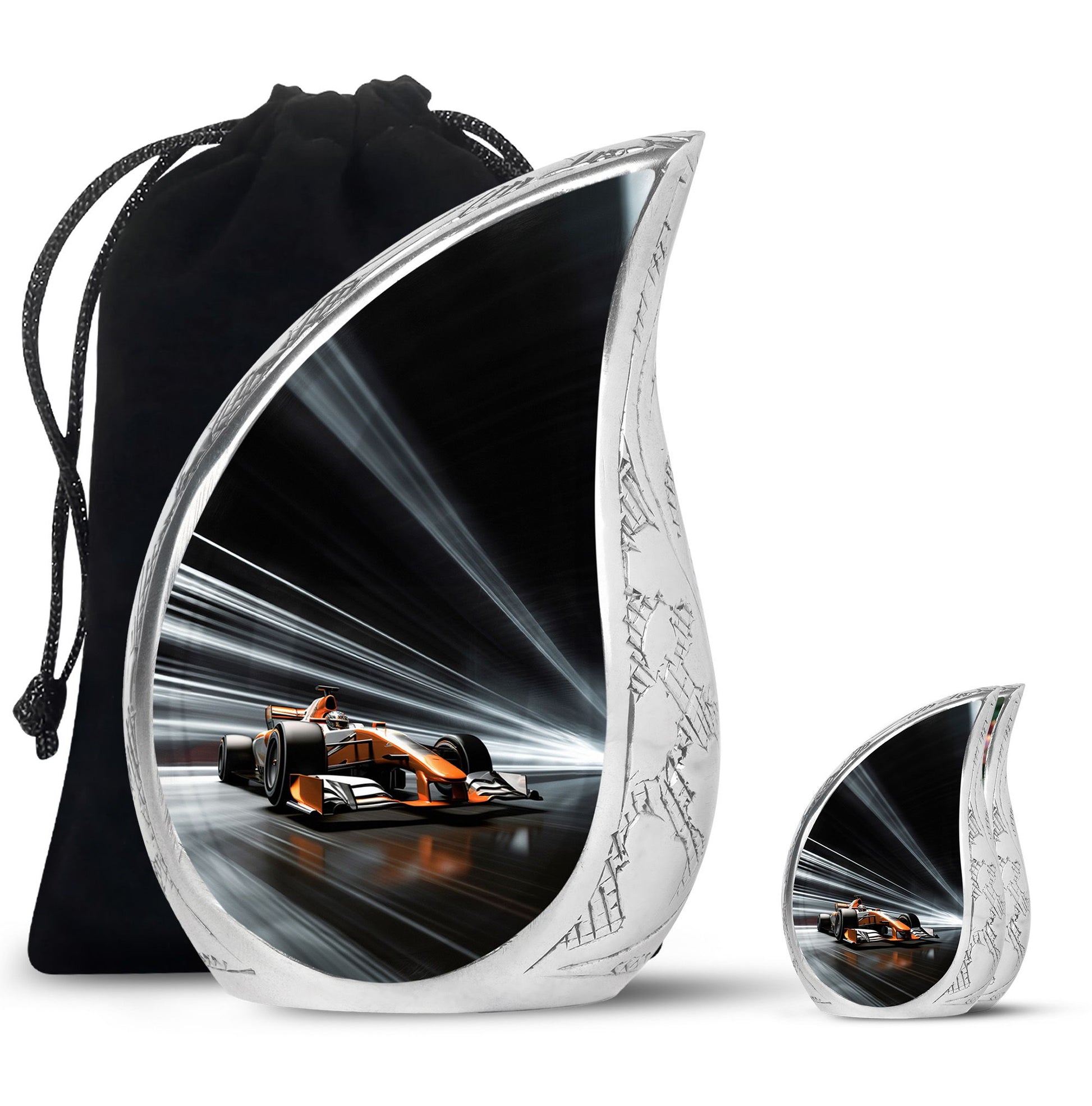 Teardrop Shape Car Urn Large Urn With 1 Keepsake Urn